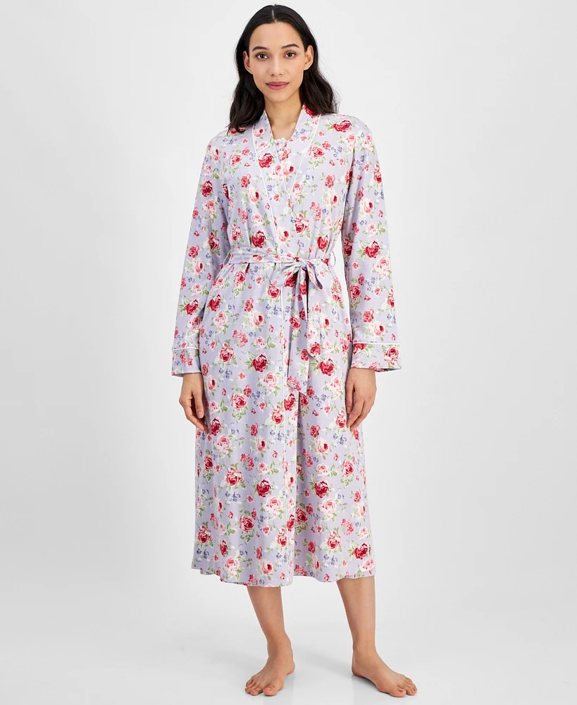 Charter Club Women's Cotton Floral Long Robe
