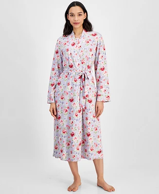 Charter Club Women's Cotton Floral Long Robe