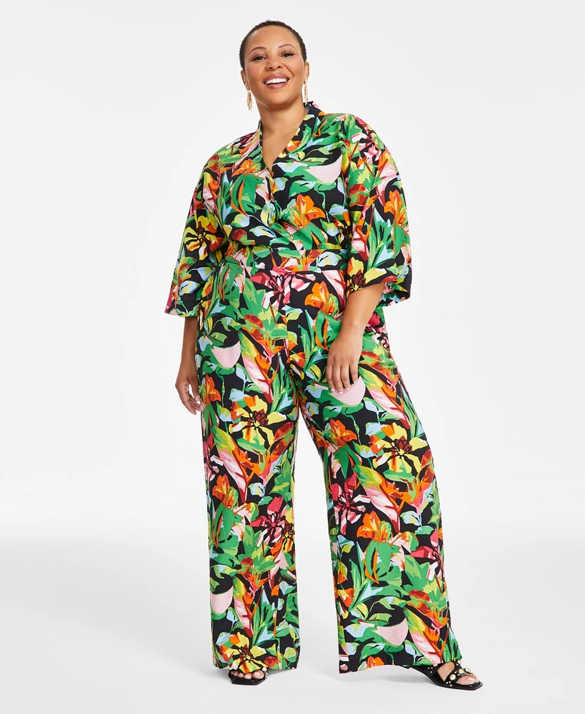 I.n.c. International Concepts Plus High-Rise Wide-Leg Pants, Exclusively at Macy's