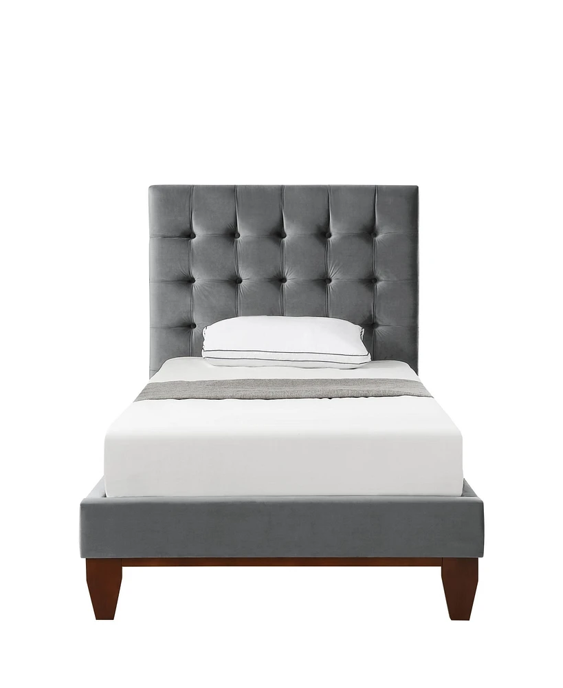 Inspired Home Telford Velvet Platform Bed Frame and Headboard Set Full