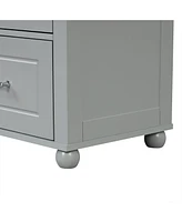 Slickblue Tall Grey Bathroom Storage Cabinet – Freestanding Mdf with Painted Finish, Two Drawers