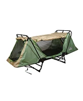 Kamp-Rite Original Quick Setup 1 Person Cot, Lounge Chair, and Tent, Green & Tan