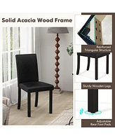 Gymax Dining Chair Set of 4 w/ Acacia Wood Frame & Rubber Legs Padded Backrest Brown