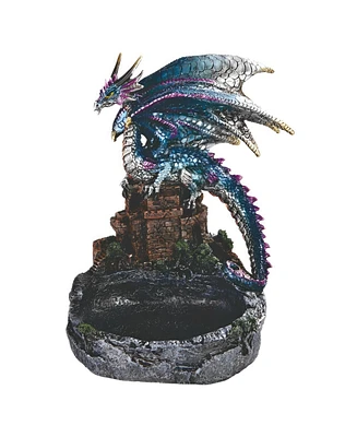 Fc Design 7.75"H Blue Dragon on Castle Dish Figurine Decoration Home Decor Perfect Gift for House Warming, Holidays and Birthdays