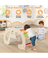 Costway 2-in-1 Rocking Horse Arch for Kids Montessori Climbing Toys with Rocker