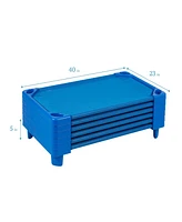 ECR4Kids Toddler Streamline Cot, Ready-to-Assemble Size, Blue, 6-Pack