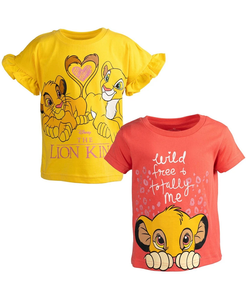 Disney Girls Lion King Cars Super Kitties Winnie the Pooh Minnie Mouse 2 Pack T-Shirts to (12 Months - 14-16)