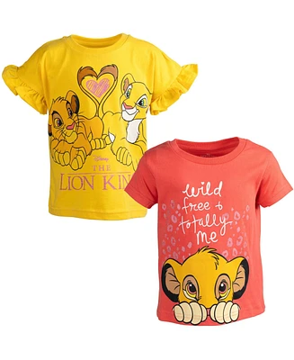 Disney Girls Lion King Cars Super Kitties Winnie the Pooh Minnie Mouse 2 Pack T-Shirts to (12 Months - 14-16)