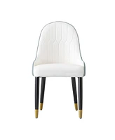 Slickblue Dining Chair with Pu Leather white green solid wood metal legs (Set of 2)