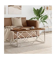 vidaXL Coffee Table Stainless Steel and Solid Wood Reclaimed