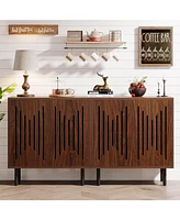 Tribesigns Set of 2 Sideboard Buffet Cabinet with Storage, 59" Buffet Cabinet Sideboard Cabinet with Doors & Adjustable Shelves, Freestanding Accent S