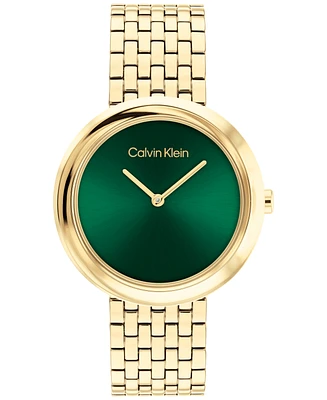 Calvin Klein Women Twisted Bezel Gold-tone Stainless Steel Bracelet Watch 34mm