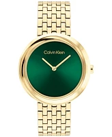 Calvin Klein Women Twisted Bezel Gold-tone Stainless Steel Bracelet Watch 34mm