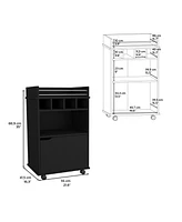Sims Coffee & Bar Cart 35" H , 4 wheels, Division for bottles, Central Shelf, Drawer with Openwork Door Handle