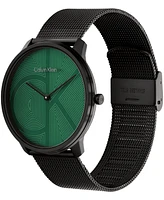 Calvin Klein Unisex Iconic Ionic Plated Black Stainless Steel Mesh Bracelet Watch 40mm