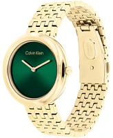 Calvin Klein Women Twisted Bezel Gold-tone Stainless Steel Bracelet Watch 34mm