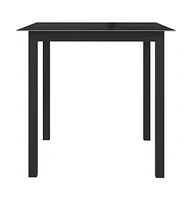 vidaXL Patio Table Black 31.5"x31.5"x29.1" Aluminum and Glass