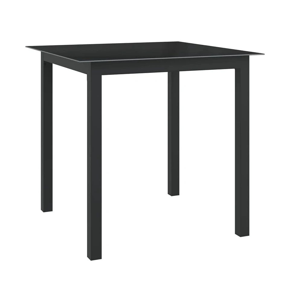 vidaXL Patio Table Black 31.5"x31.5"x29.1" Aluminum and Glass