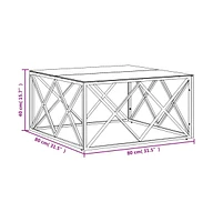 vidaXL Coffee Table 31.5"x31.5"x15.7" Stainless Steel and Glass