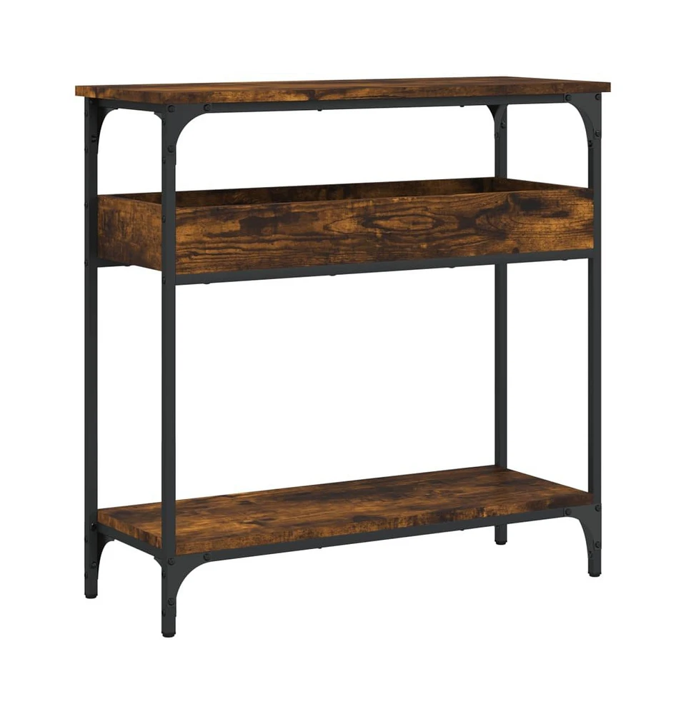 vidaXL Console Table with Shelf Smoked Oak 29.5"x11.4"x29.5" Engineered Wood