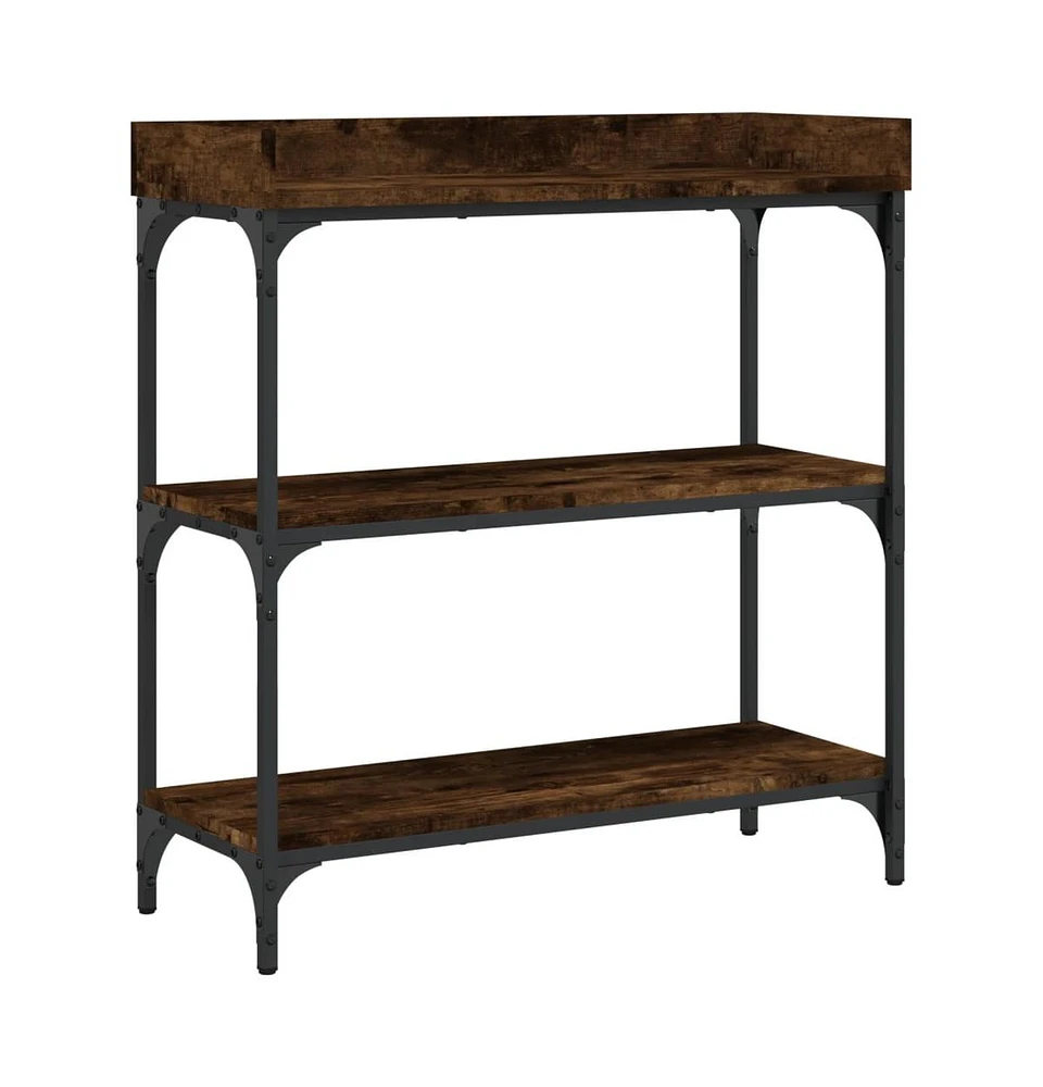 vidaXL Console Table with Shelves Smoked Oak 29.5"x11.8"x31.5"