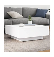 vidaXL Coffee Table with Led Lights White 31.5"x31.5"x12.2"