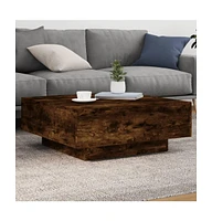 vidaXL Coffee Table with Led Lights Smoked Oak 31.5"x31.5"x12.2"