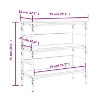 vidaXL Console Table Smoked Oak 29.5"x12.6"x29.5" Engineered Wood