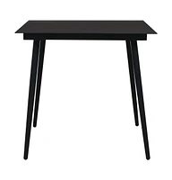 vidaXL Patio Dining Table Black 31.5"x31.5"x29.1" Steel and Glass