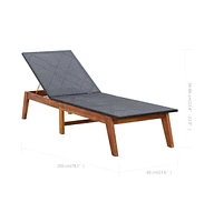 vidaXL Sun Lounger with Cushion Poly Rattan and Solid Acacia Wood