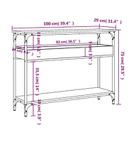 vidaXL Console Table with Shelf Black 39.4"x11.4"x29.5" Engineered Wood