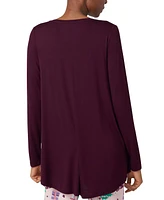 Hue Women's Long-Sleeve V-Neck High-Low Pajama Top