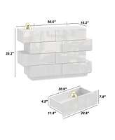Homsee High Gloss White Wood 8-Drawer Double Dresser Modern Style