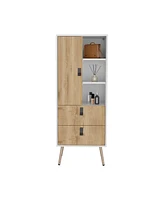 Toka Dresser 52"H Stylish Bedroom Storage Solution with 3 Open Shelves, 2 Drawers, and 1 Door