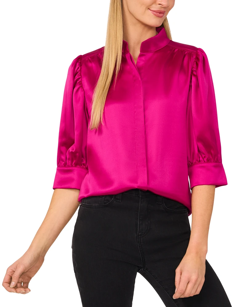 CeCe Women's 3/4-Sleeve Open-Collar Blouse