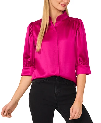 CeCe Women's 3/4-Sleeve Open-Collar Blouse