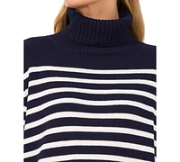 CeCe Women's Turtle Neck Stripe Sweater