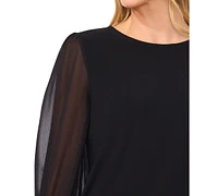 CeCe Women's 3/4-Sheer-Sleeve Top