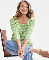 Style & Co Petite Dainty Flower Printed Cotton Top, Created for Macy's