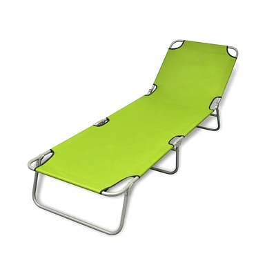 vidaXL Folding Sun Lounger Powder-coated Steel Apple Green