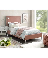 Inspired Home Samuele Velvet Platform Bed and Headboard Set Full