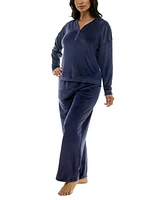 Roudelain Women's Long-Sleeve Ribbed Velour Pajama Set