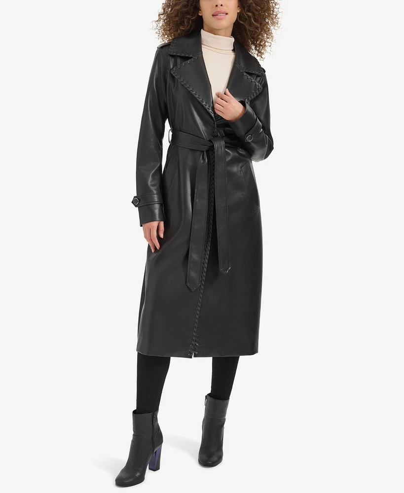 Kenneth Cole Women's Faux Leather Trench Coat