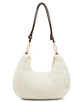 Anne Klein Small All Over Sherpa Crescent Shoulder Bag