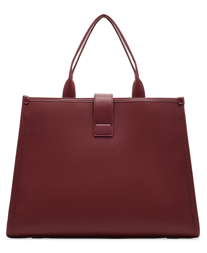 Anne Klein Large Enamel Turn Lock Tapered Tote Bag