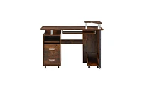 Slickblue D&N Solid Wood Computer Desk – Office Table with Pc Drawer, Storage Shelves, File Cabinet, Two Drawers, C-Tray, and Plant Shelf