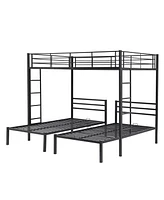 Slickblue Full Over Twin & Bunk Bed with Built-In Shelf for Space Optimization