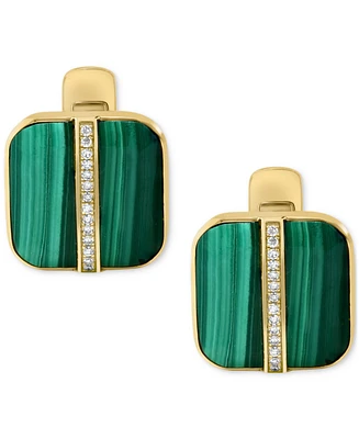 Effy Men's Malachite & Diamond (1/6 ct. t.w.) Cufflinks in Gold-Plated Sterling Silver