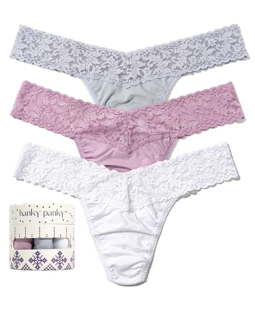 Hanky Panky Women's Holiday Pack Supima Cotton Low Rise Thong Underwear