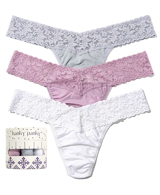 Hanky Panky Women's Holiday 3 Pack Supima Cotton Low Rise Thong Underwear